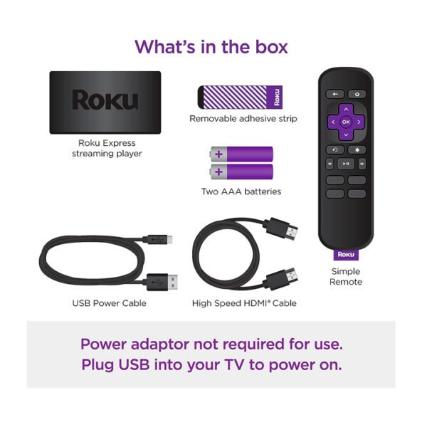 Roku Express Dispositivo de transmisión HD Roku con control remoto, TV gratuita y en vivo - Image 3