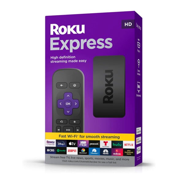 Roku Express Dispositivo de transmisión HD Roku con control remoto, TV gratuita y en vivo