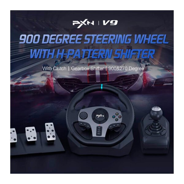 PXN V9 Volante de Carreras, 270/900° con 3-Pedales y palanca de cambios compatible con Xbox Series X|S, PS4, PC, Xbox One, Nintendo Switch - Image 4