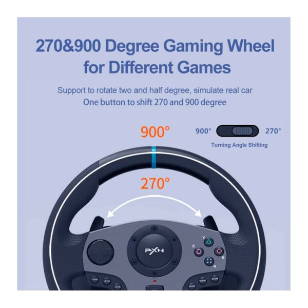 PXN V9 Volante de Carreras, 270/900° con 3-Pedales y palanca de cambios compatible con Xbox Series X|S, PS4, PC, Xbox One, Nintendo Switch - Image 6