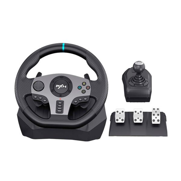 PXN V9 Volante de Carreras, 270/900° con 3-Pedales y palanca de cambios compatible con Xbox Series X|S, PS4, PC, Xbox One, Nintendo Switch
