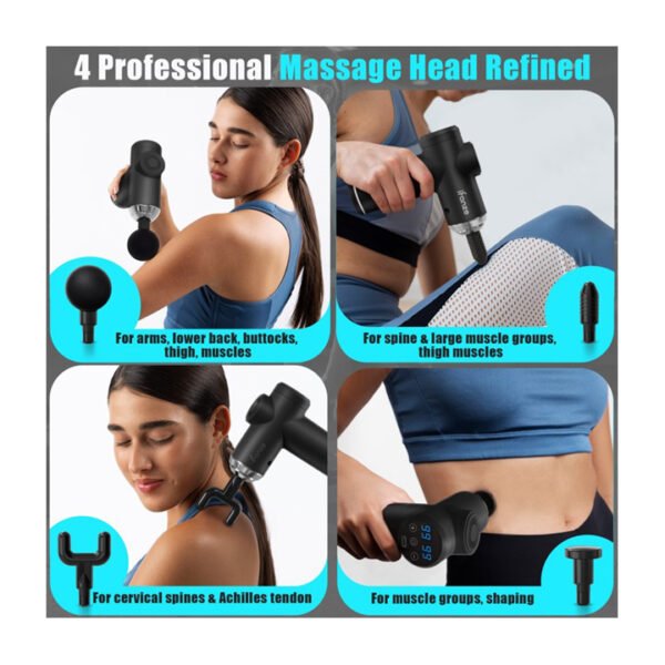 Mini Pistola de Masaje de Tejido Profundo, Masajeador Muscular Eléctrico Portátil de 99 Velocidades, Ultra Pequeño y Silencioso, con 4 Cabezales de Repuesto para Gimnasio, Oficina, Hogar, Recuperación Post-entrenamiento, Negro - Image 2